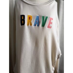 Blank Paige Brave Sweatshirt Cream Rainbow Graphic Pullover BP458 Womens Medium